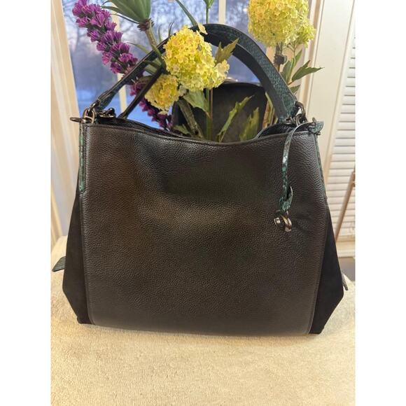 COACH Dalton 31 Colorblock Snakeskin Shoulder Bag Black Pine - 89076 (3000